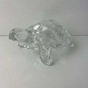 Vintage Art Glass Clear Turtle Figurine Decorative